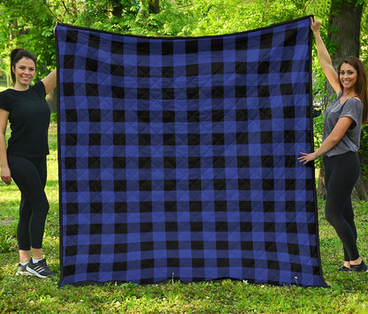 Blue Violet And Black Buffalo Check Print Quilt