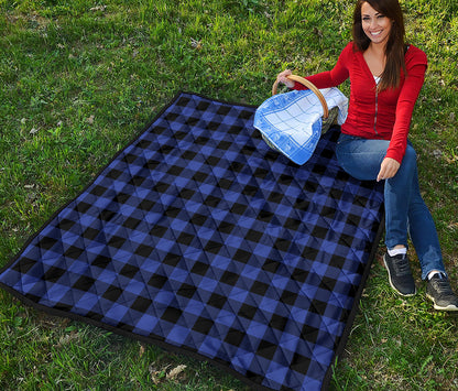 Blue Violet And Black Buffalo Check Print Quilt