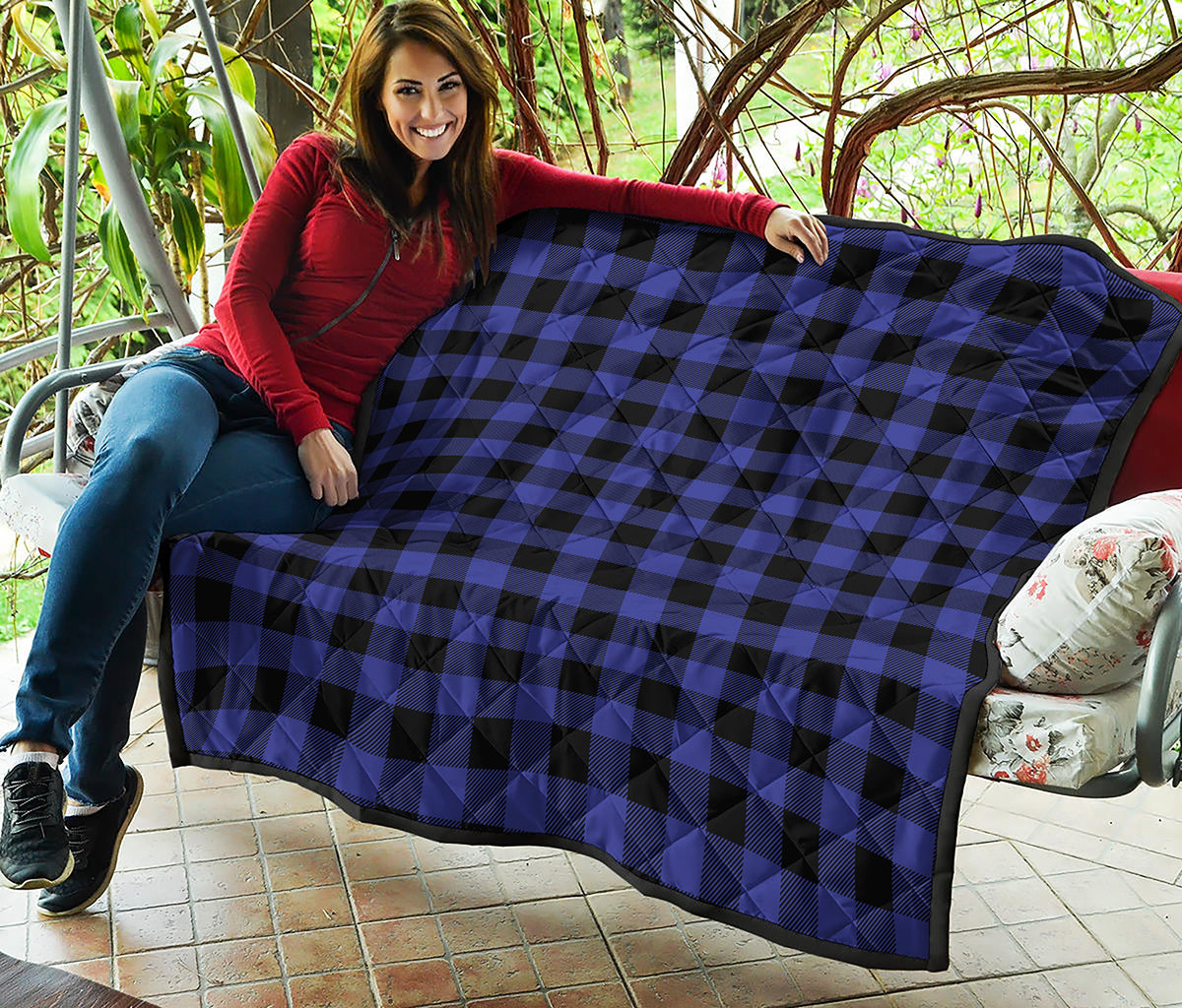 Blue Violet And Black Buffalo Check Print Quilt