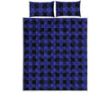 Blue Violet And Black Buffalo Check Print Quilt Bed Set
