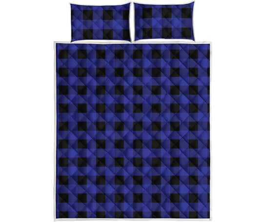 Blue Violet And Black Buffalo Check Print Quilt Bed Set