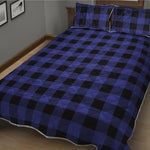 Blue Violet And Black Buffalo Check Print Quilt Bed Set