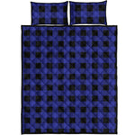 Blue Violet And Black Buffalo Check Print Quilt Bed Set