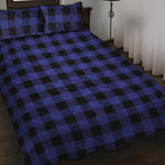 Blue Violet And Black Buffalo Check Print Quilt Bed Set