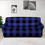 Blue Violet And Black Buffalo Check Print Sofa Cover