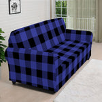 Blue Violet And Black Buffalo Check Print Sofa Cover