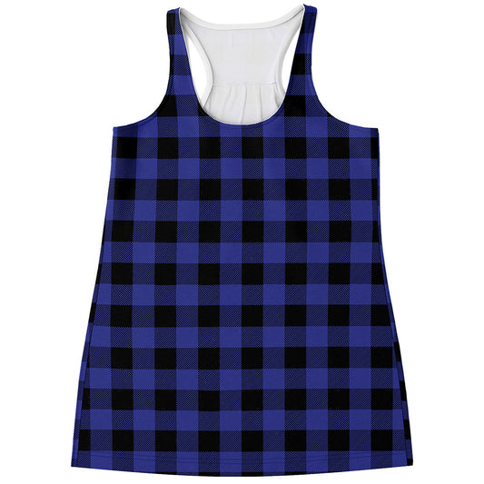 Blue Violet And Black Buffalo Check Print Women's Racerback Tank Top