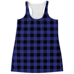 Blue Violet And Black Buffalo Check Print Women's Racerback Tank Top