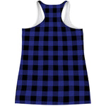 Blue Violet And Black Buffalo Check Print Women's Racerback Tank Top