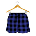 Navy Blue And Black Buffalo Check Print Women's Shorts