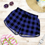Blue Violet And Black Buffalo Check Print Women's Shorts