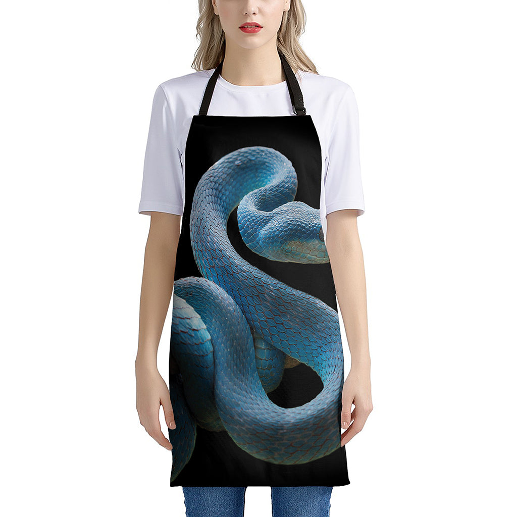 Blue Viper Snake Print Apron