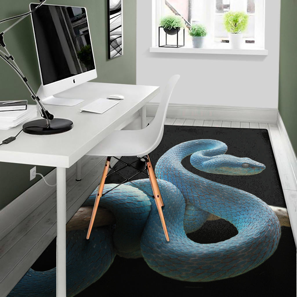 Blue Viper Snake Print Area Rug