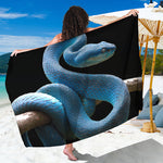 Blue Viper Snake Print Beach Sarong Wrap