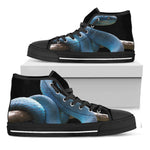 Blue Viper Snake Print Black High Top Shoes