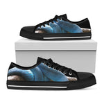 Blue Viper Snake Print Black Low Top Shoes 