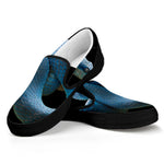 Blue Viper Snake Print Black Slip On Shoes