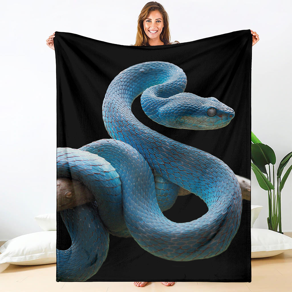 Blue Viper Snake Print Blanket
