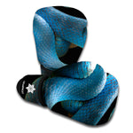 Blue Viper Snake Print Boxing Gloves