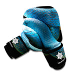 Blue Viper Snake Print Boxing Gloves
