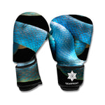 Blue Viper Snake Print Boxing Gloves