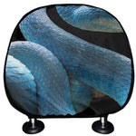Blue Viper Snake Print Car Headrest Covers