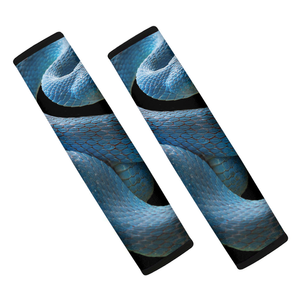 Blue Viper Snake Print Car Seat Belt Covers