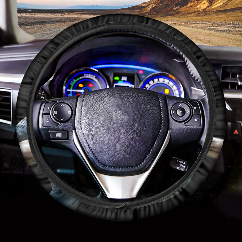 Blue Viper Snake Print Car Steering Wheel Cover
