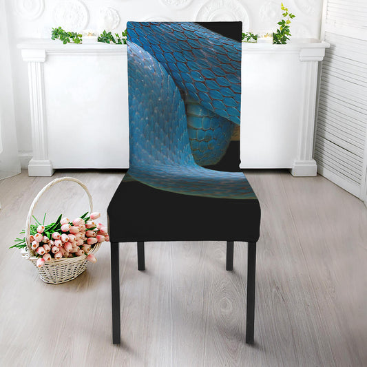 Blue Viper Snake Print Dining Chair Slipcover
