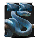Blue Viper Snake Print Duvet Cover Bedding Set
