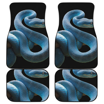 Blue Viper Snake Print Front and Back Car Floor Mats