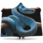 Blue Viper Snake Print Hooded Blanket