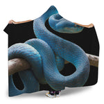 Blue Viper Snake Print Hooded Blanket