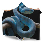 Blue Viper Snake Print Hooded Blanket