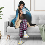 Blue Viper Snake Print Hooded Blanket