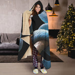 Blue Viper Snake Print Hooded Blanket