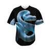 Blue Viper Snake Print Men's Baseball Jersey