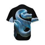 Blue Viper Snake Print Men's Baseball Jersey