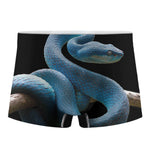 Blue Viper Snake Print Men's Boxer Briefs
