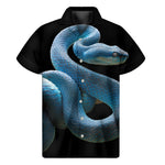 Blue Viper Snake Print Men's Short Sleeve Shirt