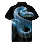 Blue Viper Snake Print Men's Short Sleeve Shirt