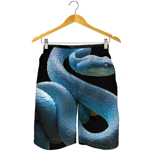 Blue Viper Snake Print Men's Shorts