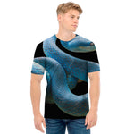 Blue Viper Snake Print Men's T-Shirt