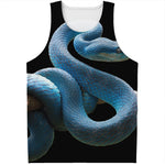 Blue Viper Snake Print Men's Tank Top