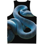 Blue Viper Snake Print Men's Tank Top