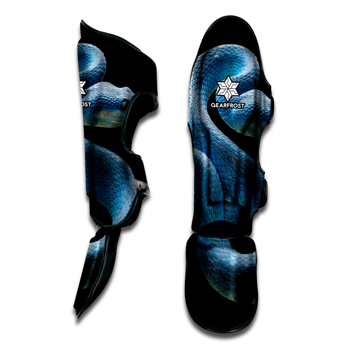 Blue Viper Snake Print Muay Thai Shin Guard