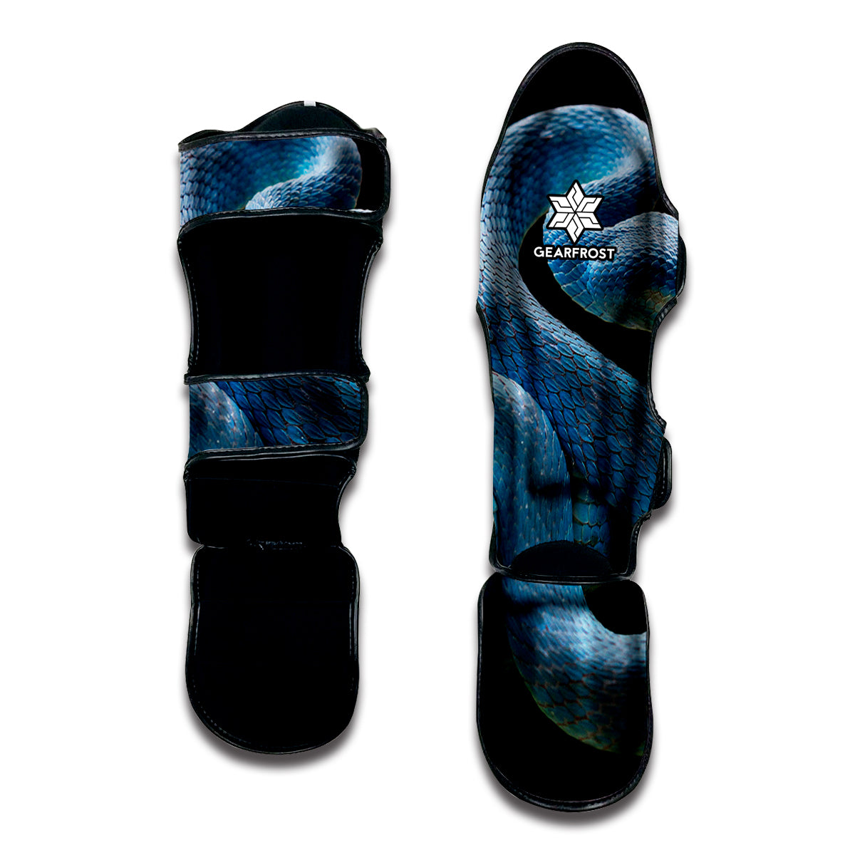 Blue Viper Snake Print Muay Thai Shin Guard