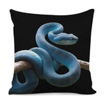 Blue Viper Snake Print Pillow Cover