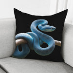 Blue Viper Snake Print Pillow Cover
