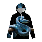 Blue Viper Snake Print Pullover Hoodie